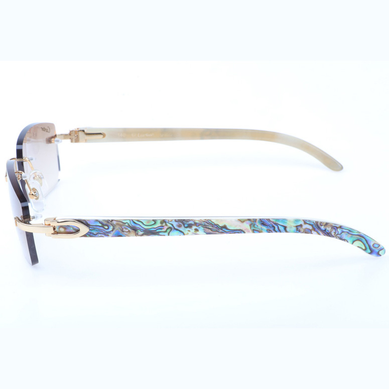 Cartier CT_3524012 Shell Mix White Buffalo Sunglasses In Gold Brown - FashionPlug