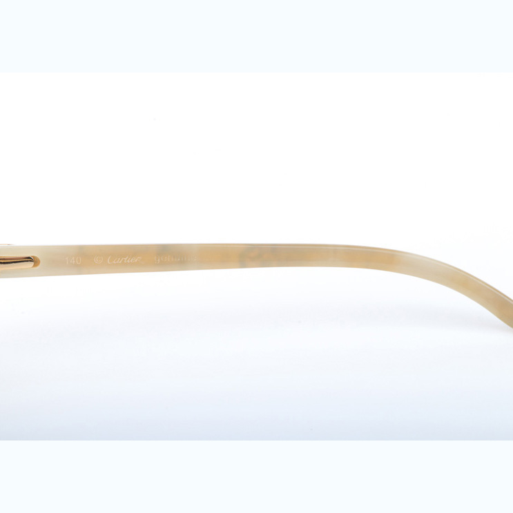 Cartier CT_3524012 Shell Mix White Buffalo Sunglasses In Gold Brown - FashionPlug