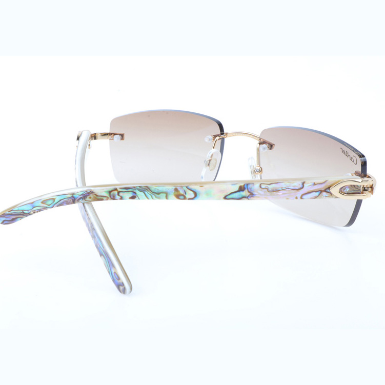 Cartier CT_3524012 Shell Mix White Buffalo Sunglasses In Gold Brown - FashionPlug