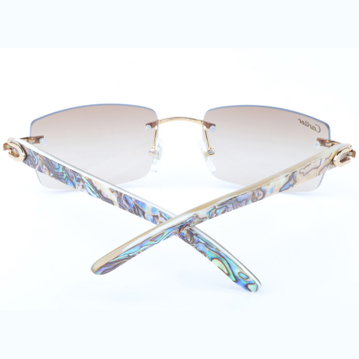 Cartier CT_3524012 Shell Mix White Buffalo Sunglasses In Gold Brown - FashionPlug