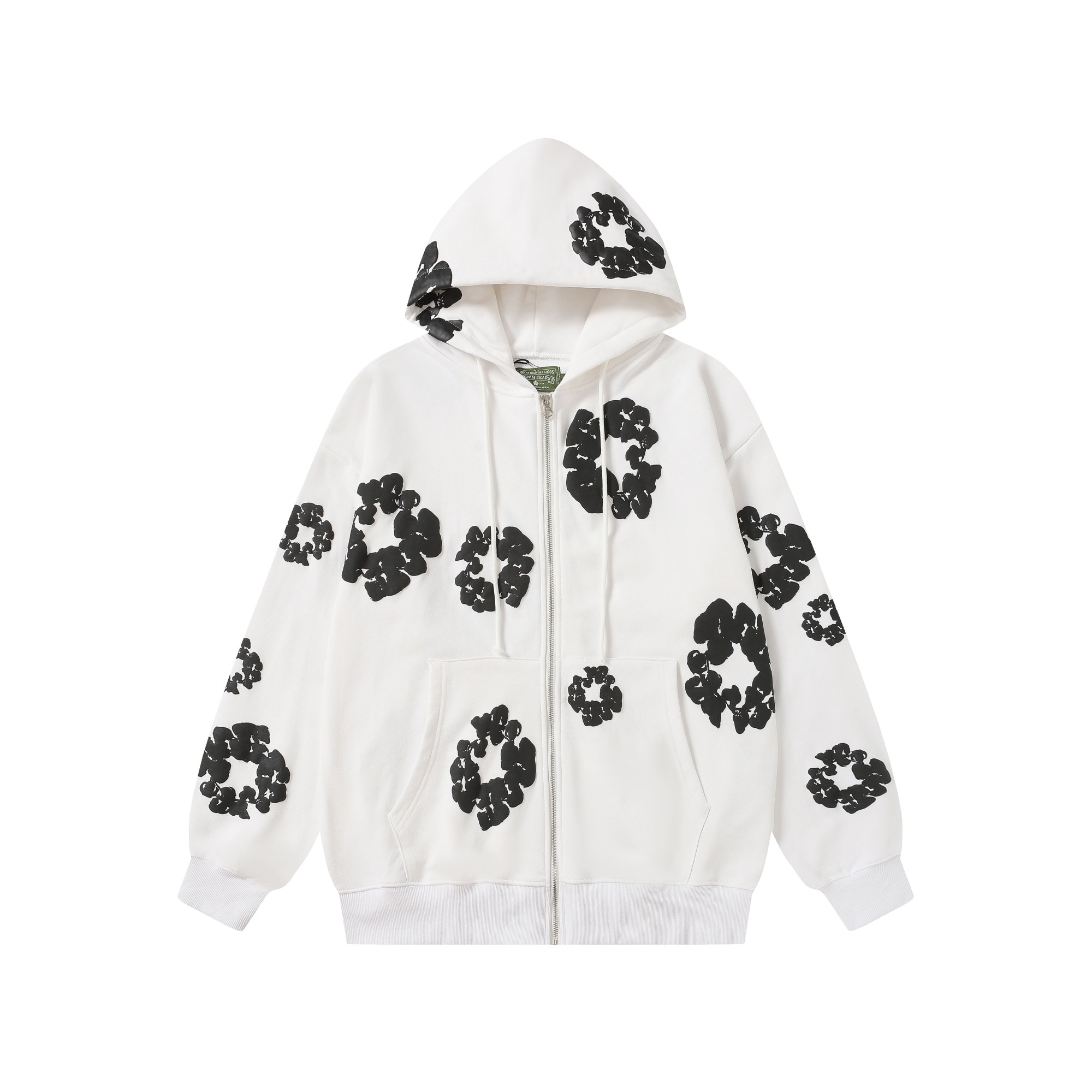 Denim Tears Cotton Wreath Zip Hoodie White - FashionPlug