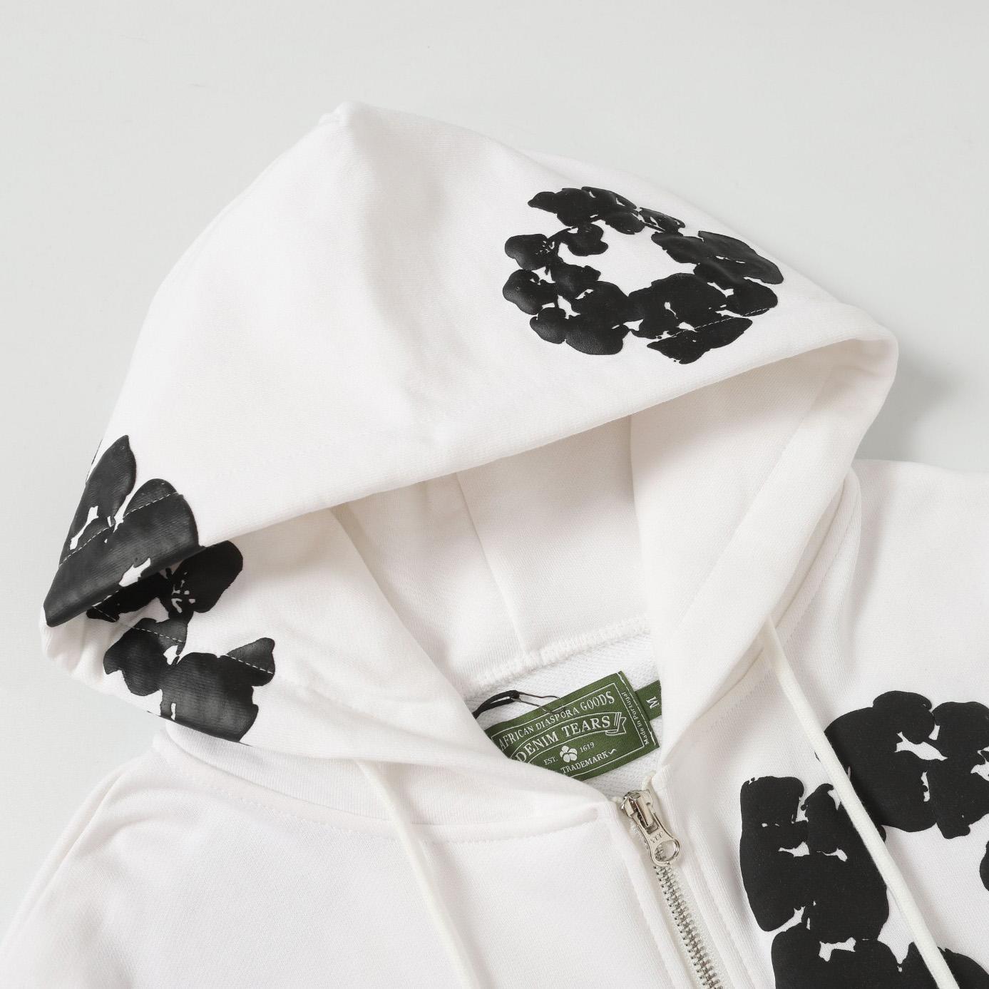 Denim Tears Cotton Wreath Zip Hoodie White - FashionPlug