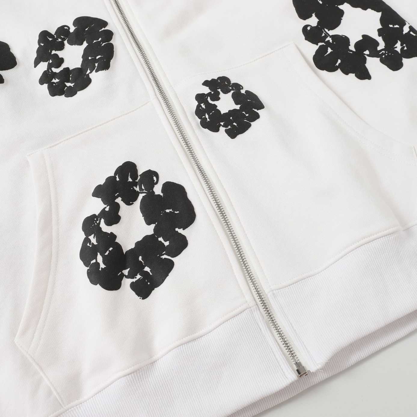 Denim Tears Cotton Wreath Zip Hoodie White - FashionPlug