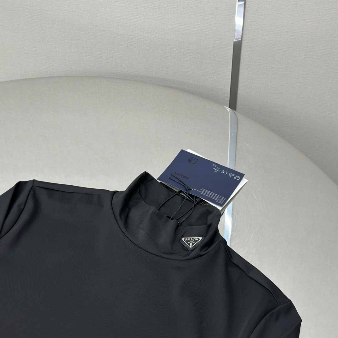 Prada Technical Jersey Mock Turtleneck - FashionPlug