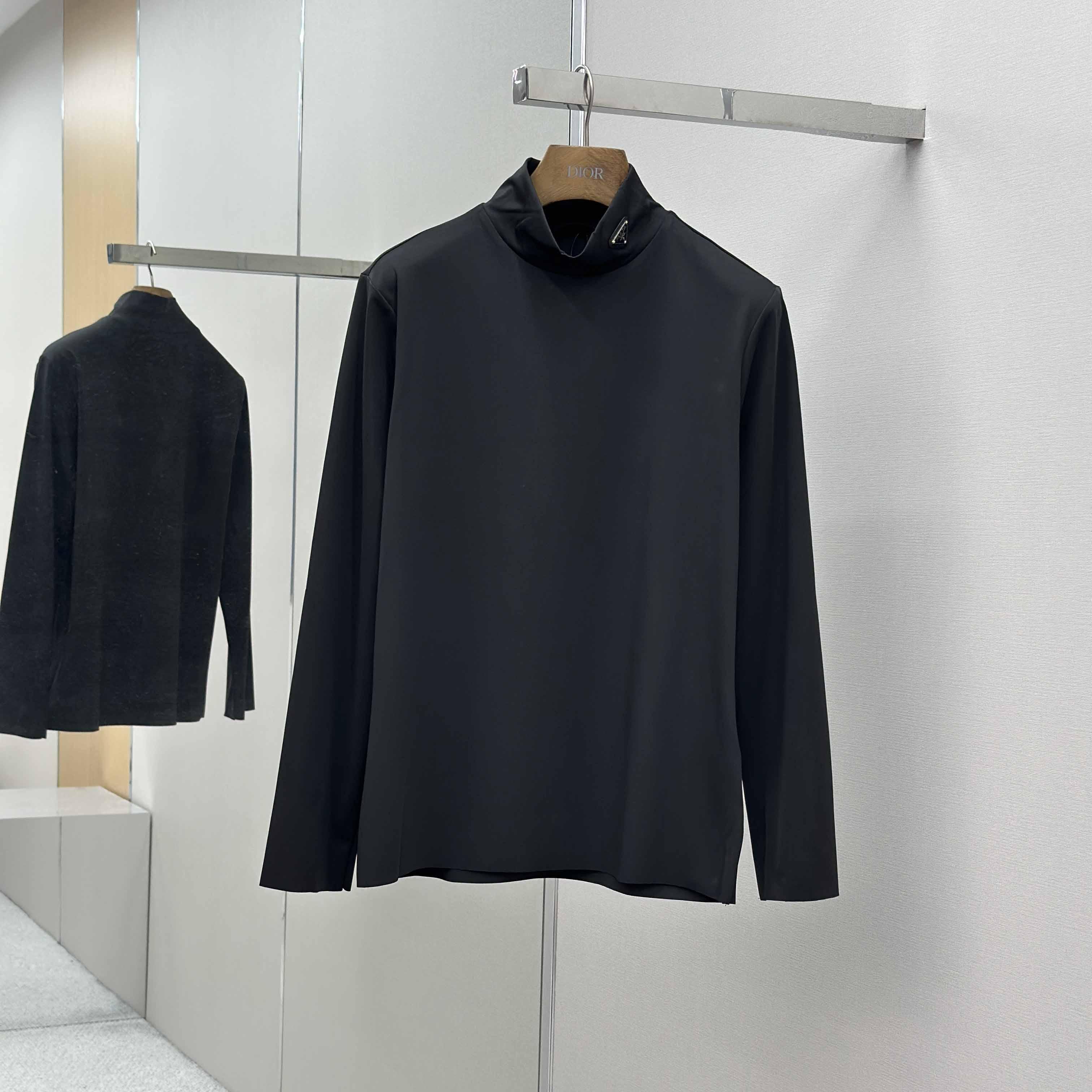 Prada Technical Jersey Mock Turtleneck - FashionPlug