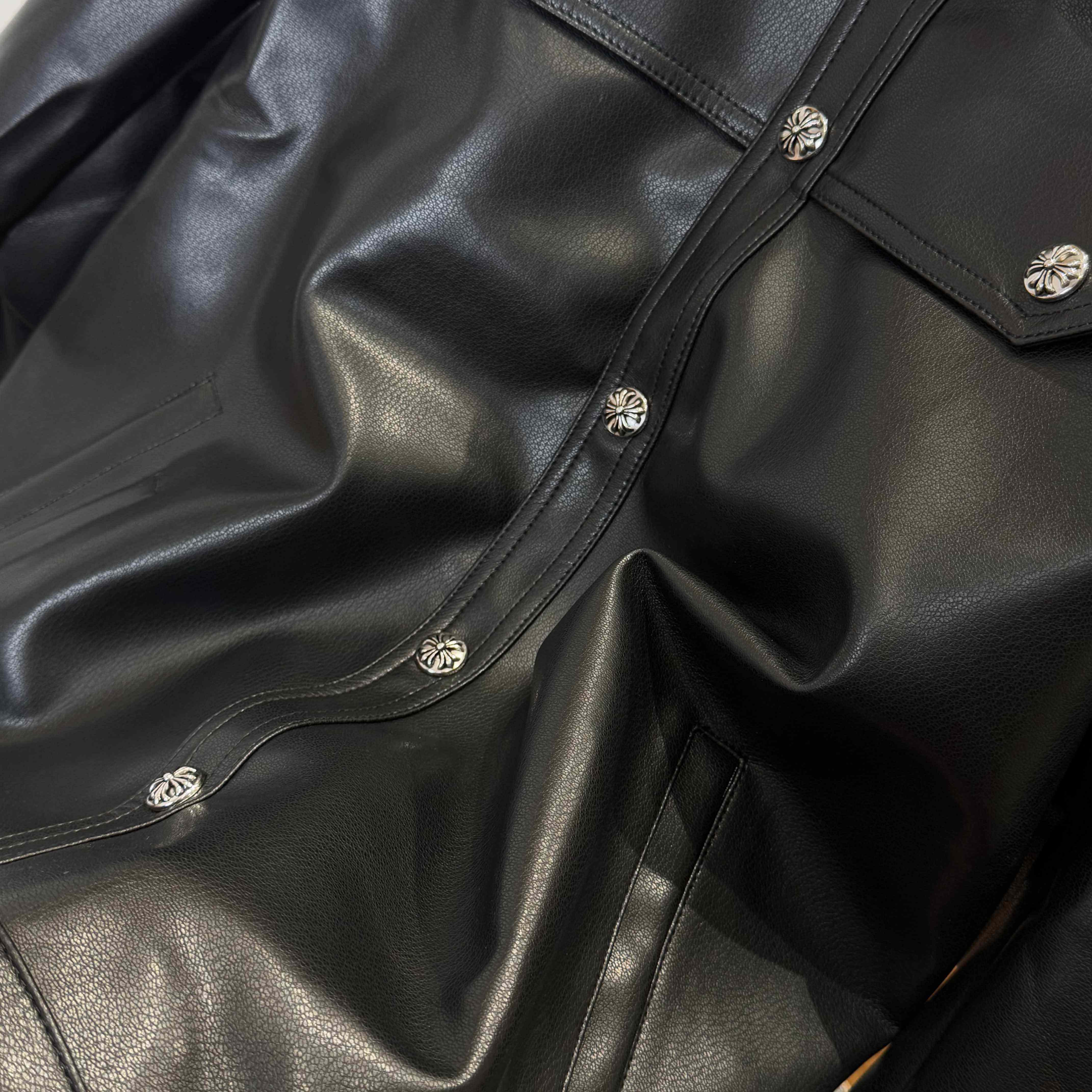 Chrome Hearts Leather Jacket - FashionPlug