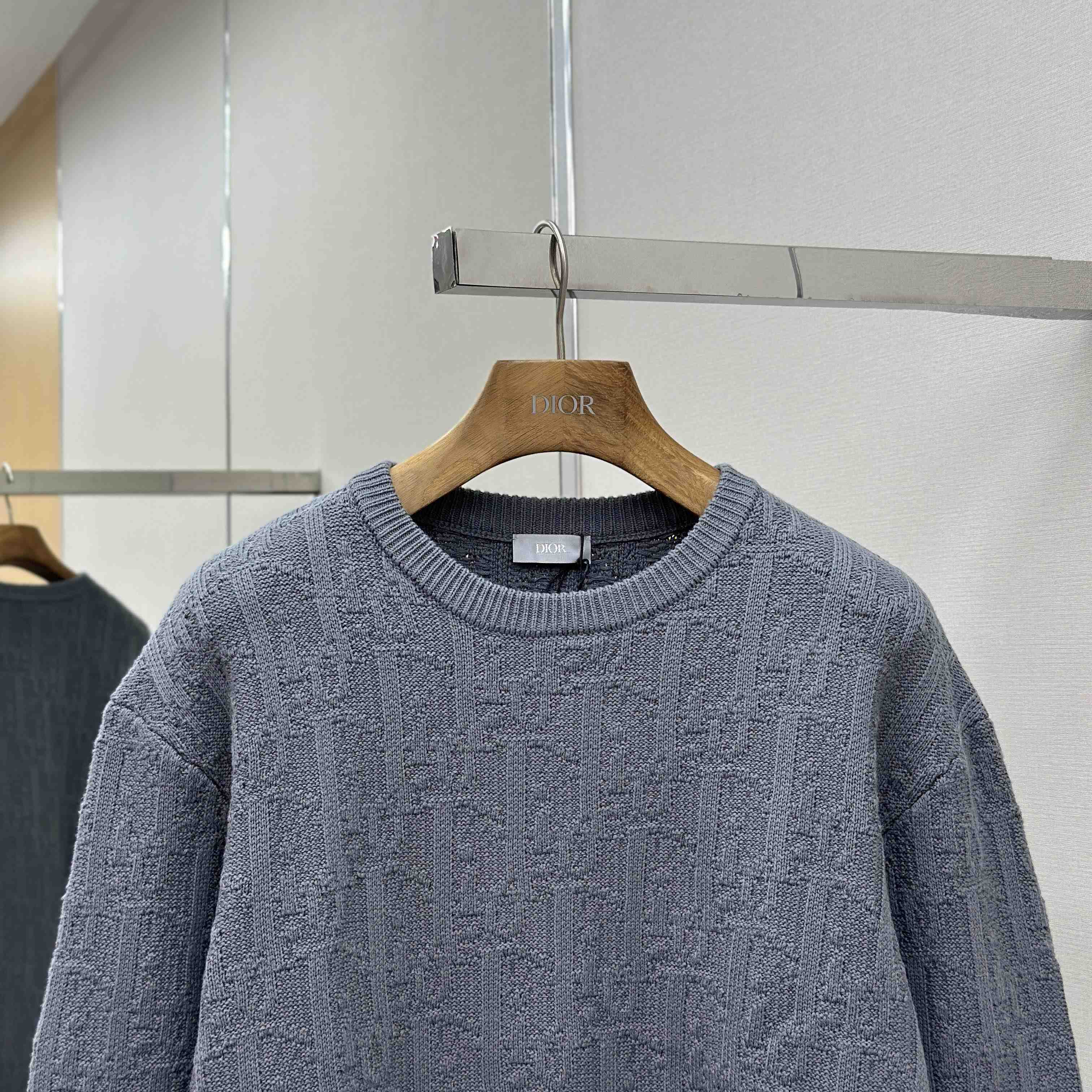 Dior Oblique Sweater Gray Cotton-Blend Jacquard - FashionPlug