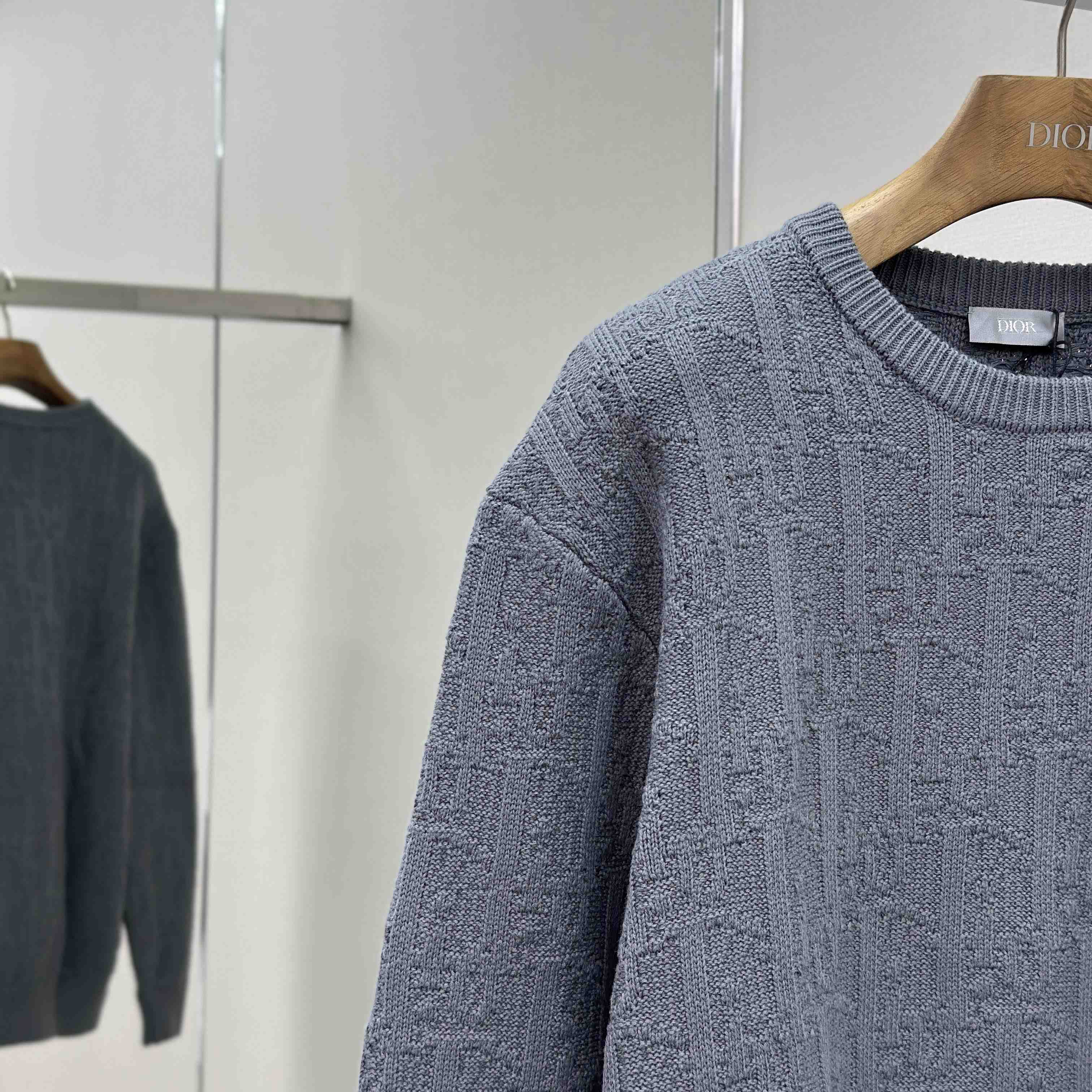 Dior Oblique Sweater Gray Cotton-Blend Jacquard - FashionPlug