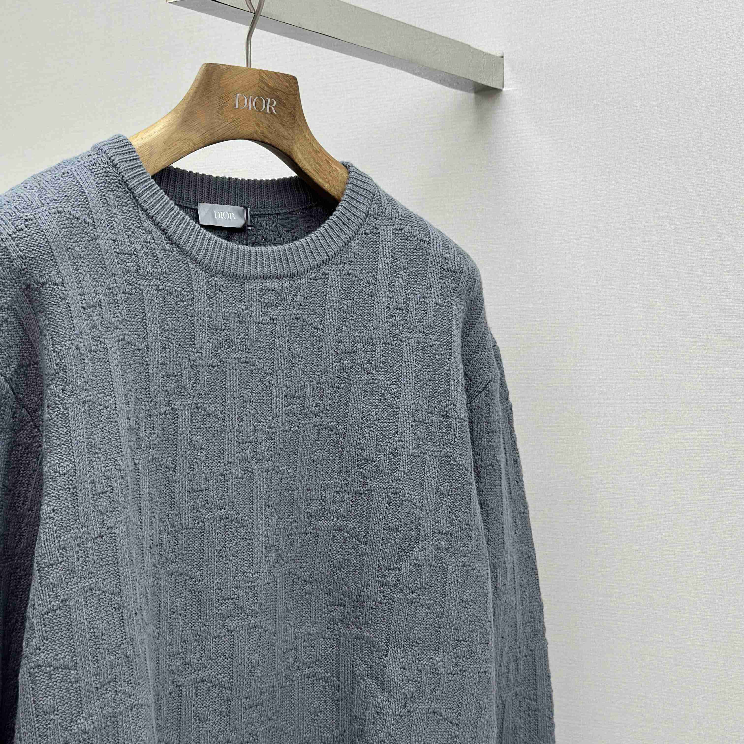 Dior Oblique Sweater Gray Cotton-Blend Jacquard - FashionPlug