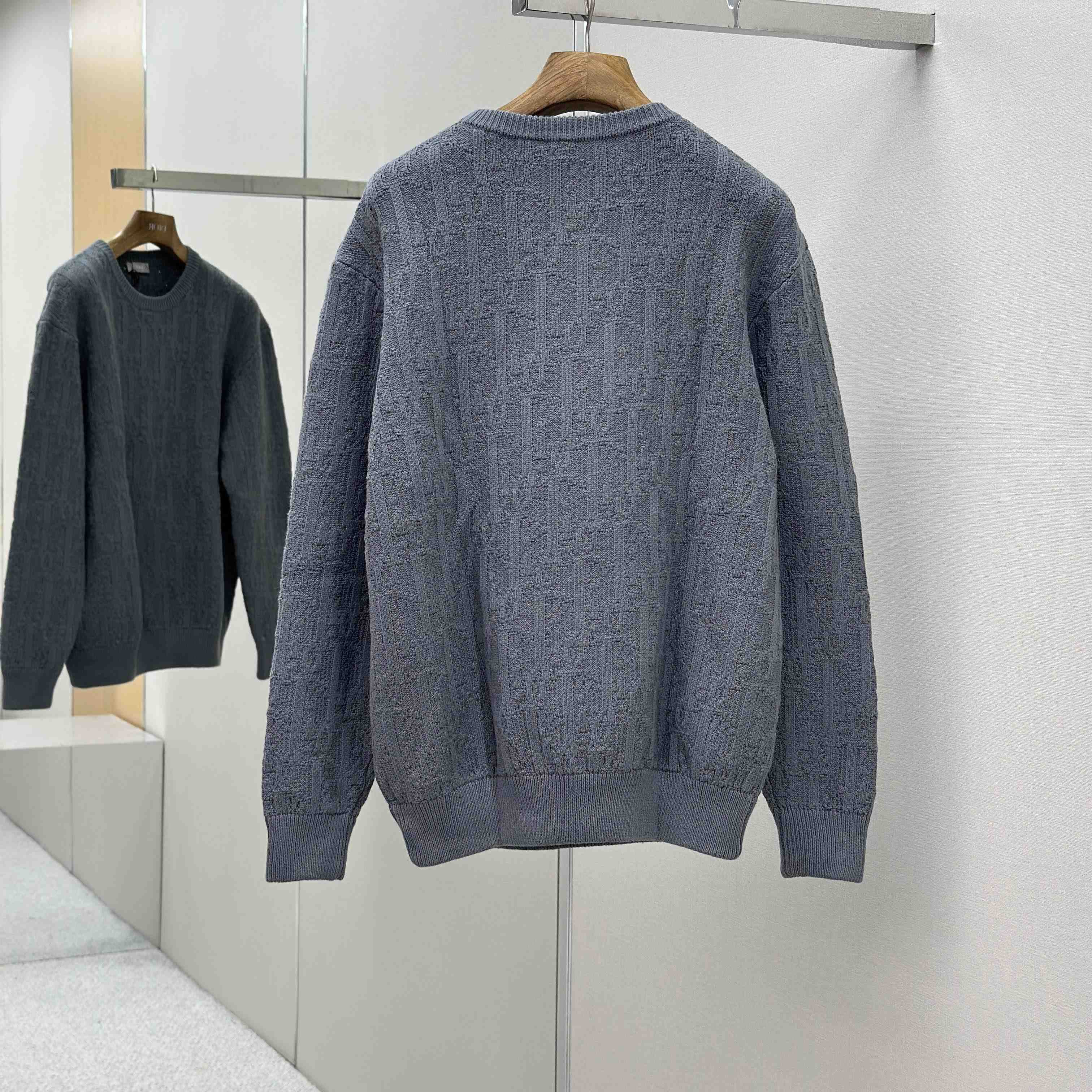 Dior Oblique Sweater Gray Cotton-Blend Jacquard - FashionPlug