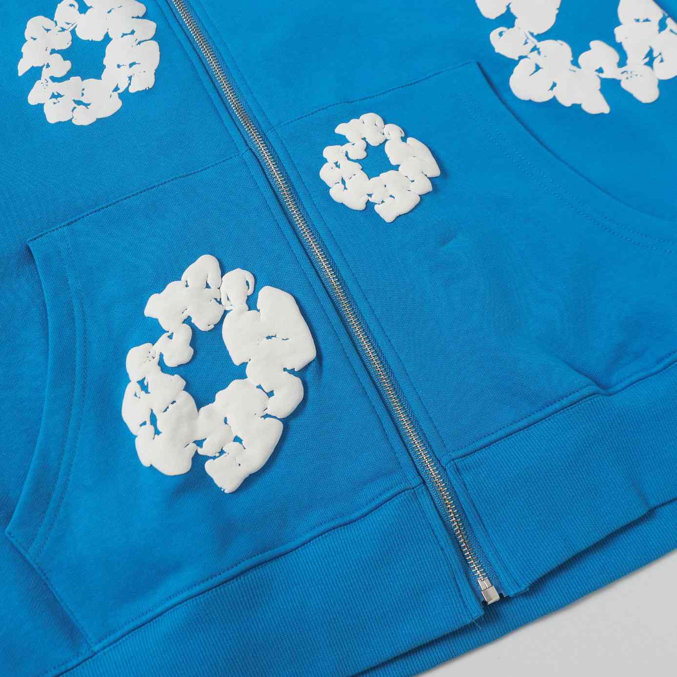 Denim Tears Cotton Wreath Zip Hoodie Blue - FashionPlug