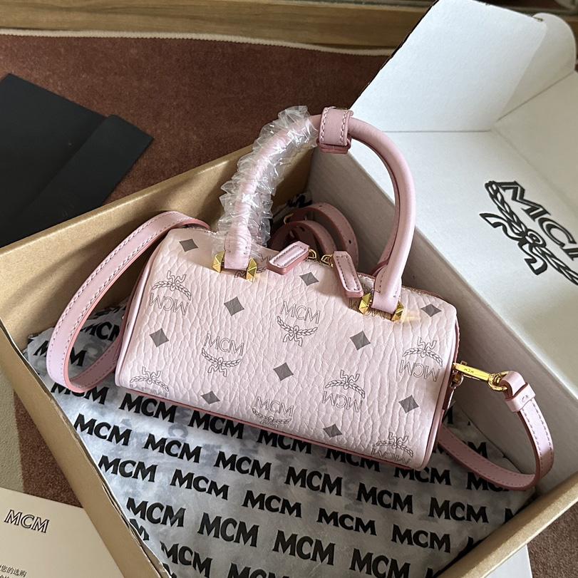 MCM Ella Boston Bag In Visetos  （18x10x8cm） - FashionPlug