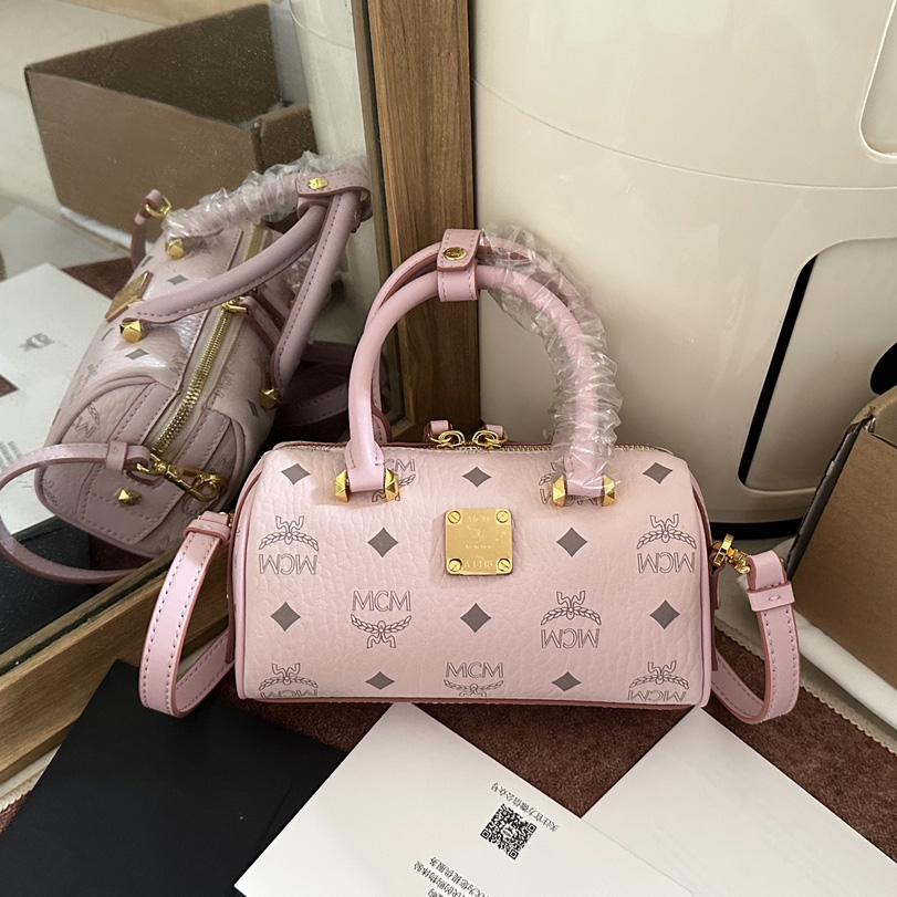 MCM Ella Boston Bag In Visetos  （18x10x8cm） - FashionPlug