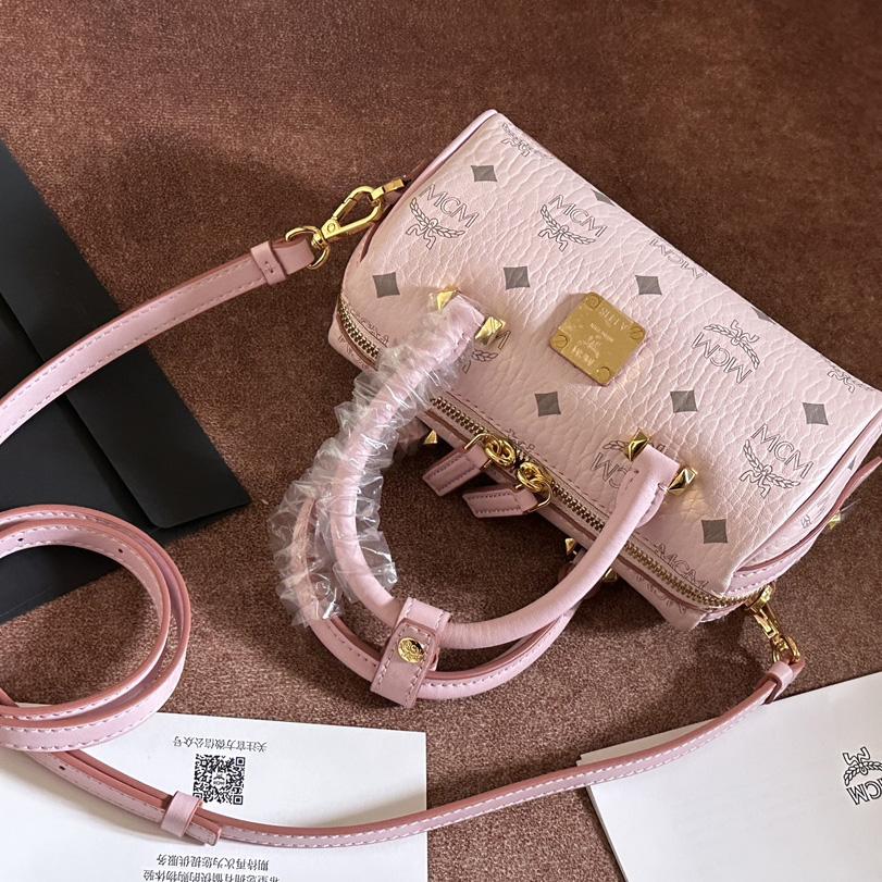 MCM Ella Boston Bag In Visetos  （18x10x8cm） - FashionPlug