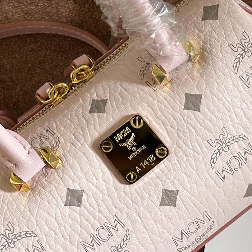 MCM Ella Boston Bag In Visetos  （18x10x8cm） - FashionPlug