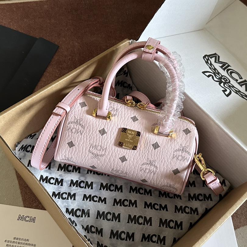 MCM Ella Boston Bag In Visetos  （18x10x8cm） - FashionPlug