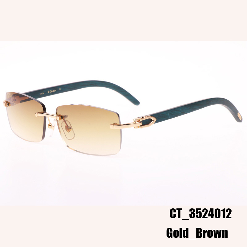 Cartier CT_3524012 Green Wood Sunglasses In Gold Brown - FashionPlug