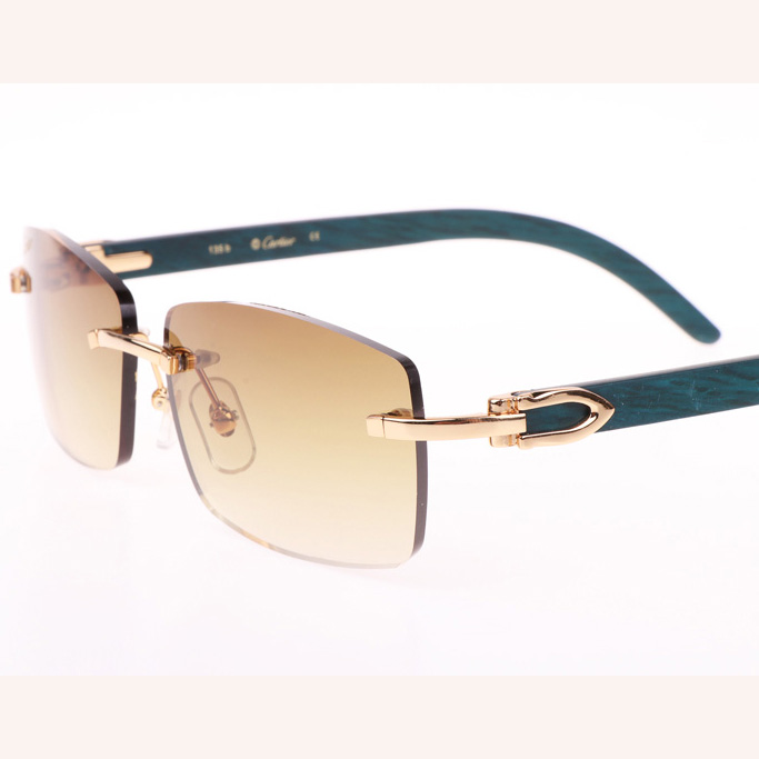 Cartier CT_3524012 Green Wood Sunglasses In Gold Brown - FashionPlug
