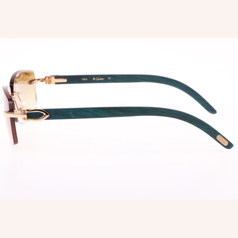 Cartier CT_3524012 Green Wood Sunglasses In Gold Brown - FashionPlug