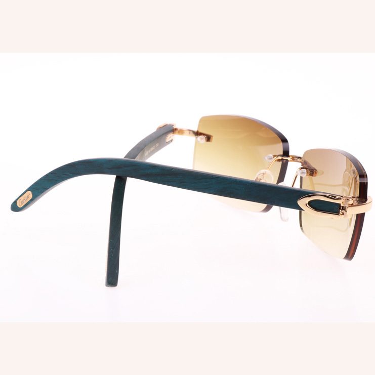 Cartier CT_3524012 Green Wood Sunglasses In Gold Brown - FashionPlug