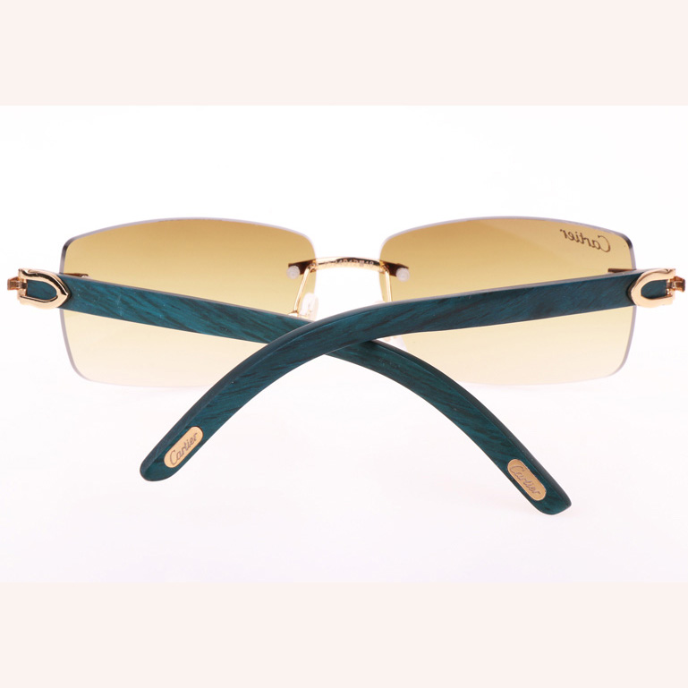 Cartier CT_3524012 Green Wood Sunglasses In Gold Brown - FashionPlug