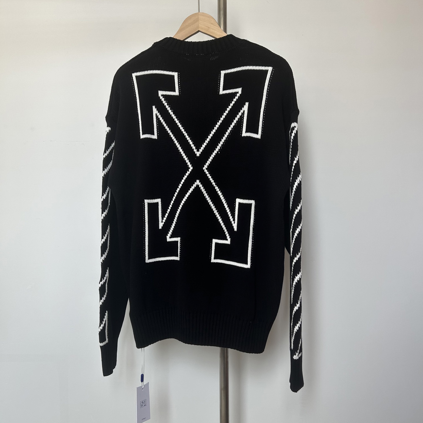 Off-White Diag Outline Knit Crewneck 'Black/White' - FashionPlug