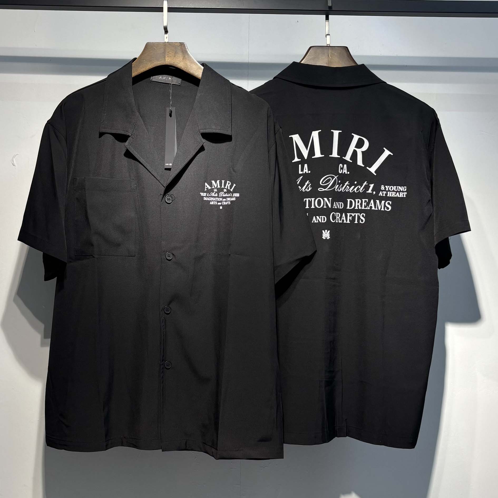 Amiri Logo-print Short-sleeve Silk Shirt - FashionPlug