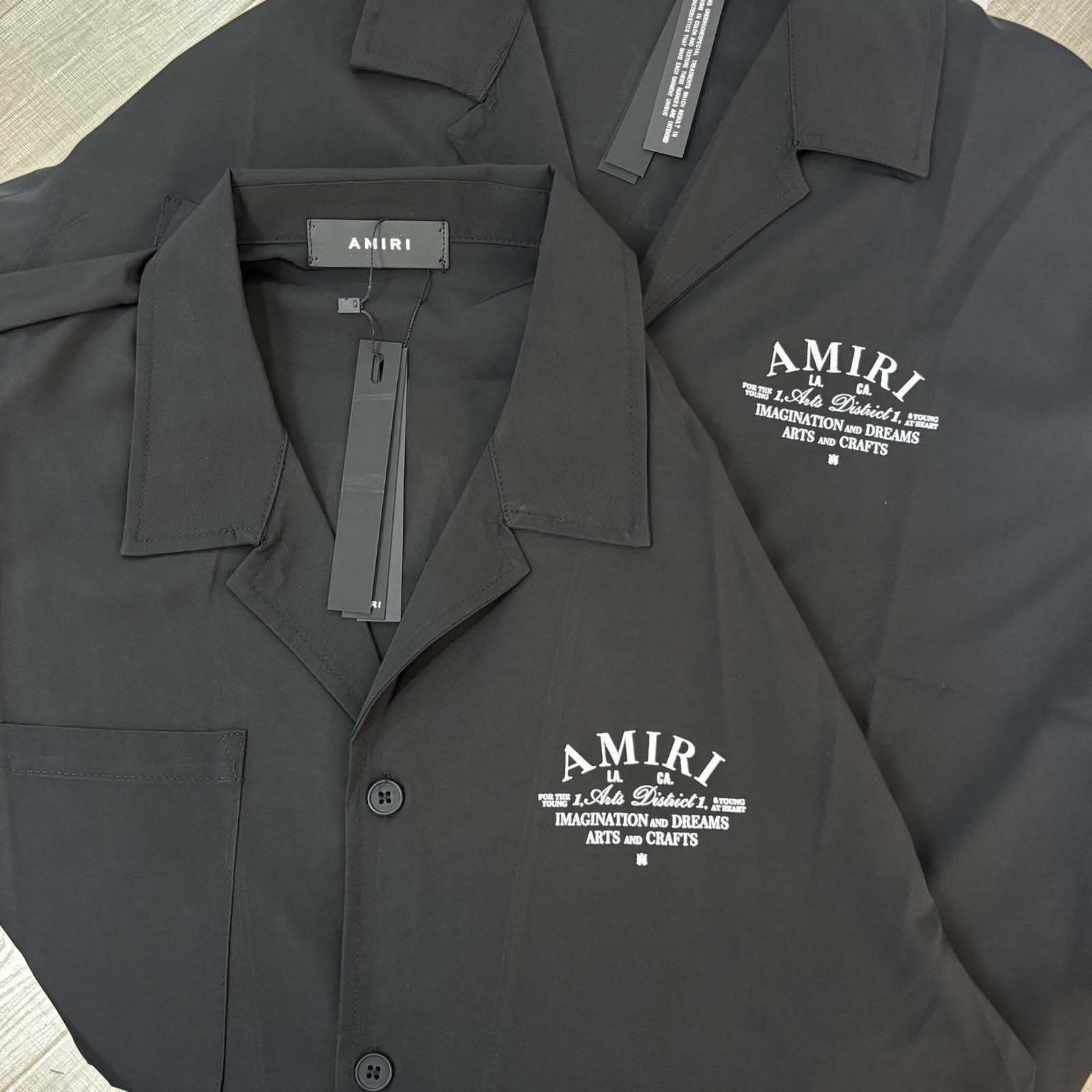 Amiri Logo-print Short-sleeve Silk Shirt - FashionPlug