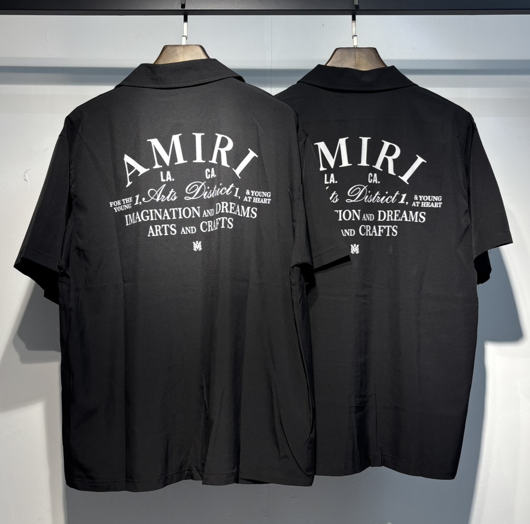 Amiri Logo-print Short-sleeve Silk Shirt - FashionPlug