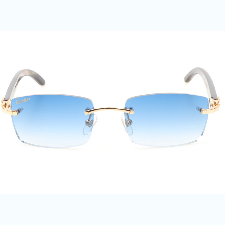 Cartier CT_3524012 Shell Mix Black Buffalo Sunglasses In Gold Gradient Blue - FashionPlug