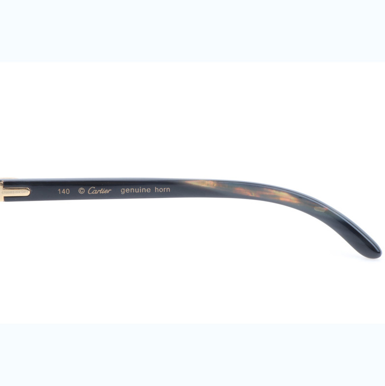 Cartier CT_3524012 Shell Mix Black Buffalo Sunglasses In Gold Gradient Blue - FashionPlug