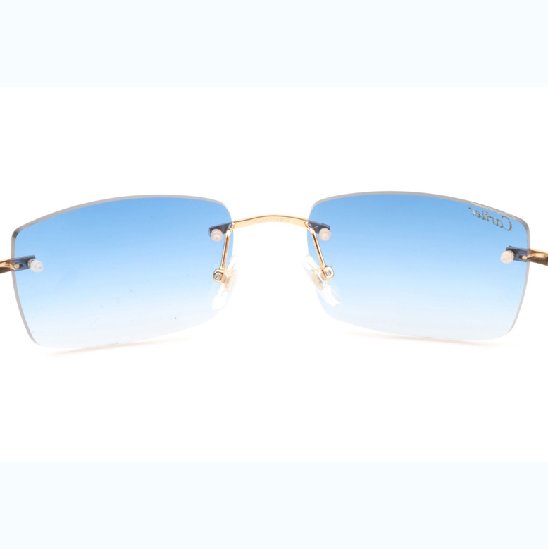 Cartier CT_3524012 Shell Mix Black Buffalo Sunglasses In Gold Gradient Blue - FashionPlug