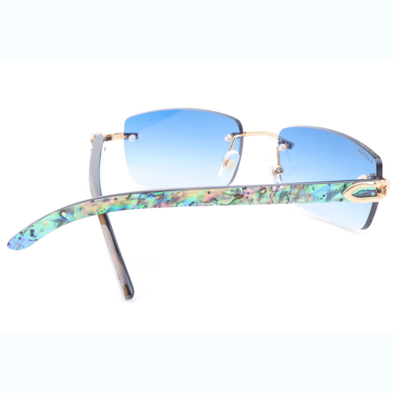 Cartier CT_3524012 Shell Mix Black Buffalo Sunglasses In Gold Gradient Blue - FashionPlug