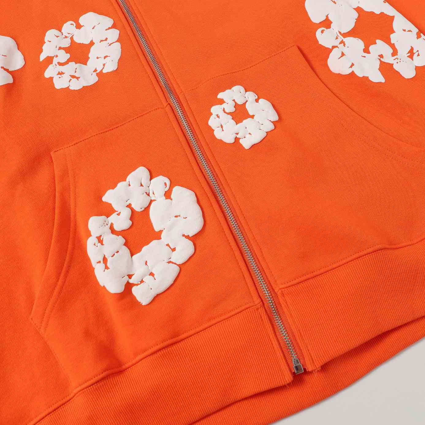 Denim Tears Cotton Wreath Zip Hoodie Orange - FashionPlug