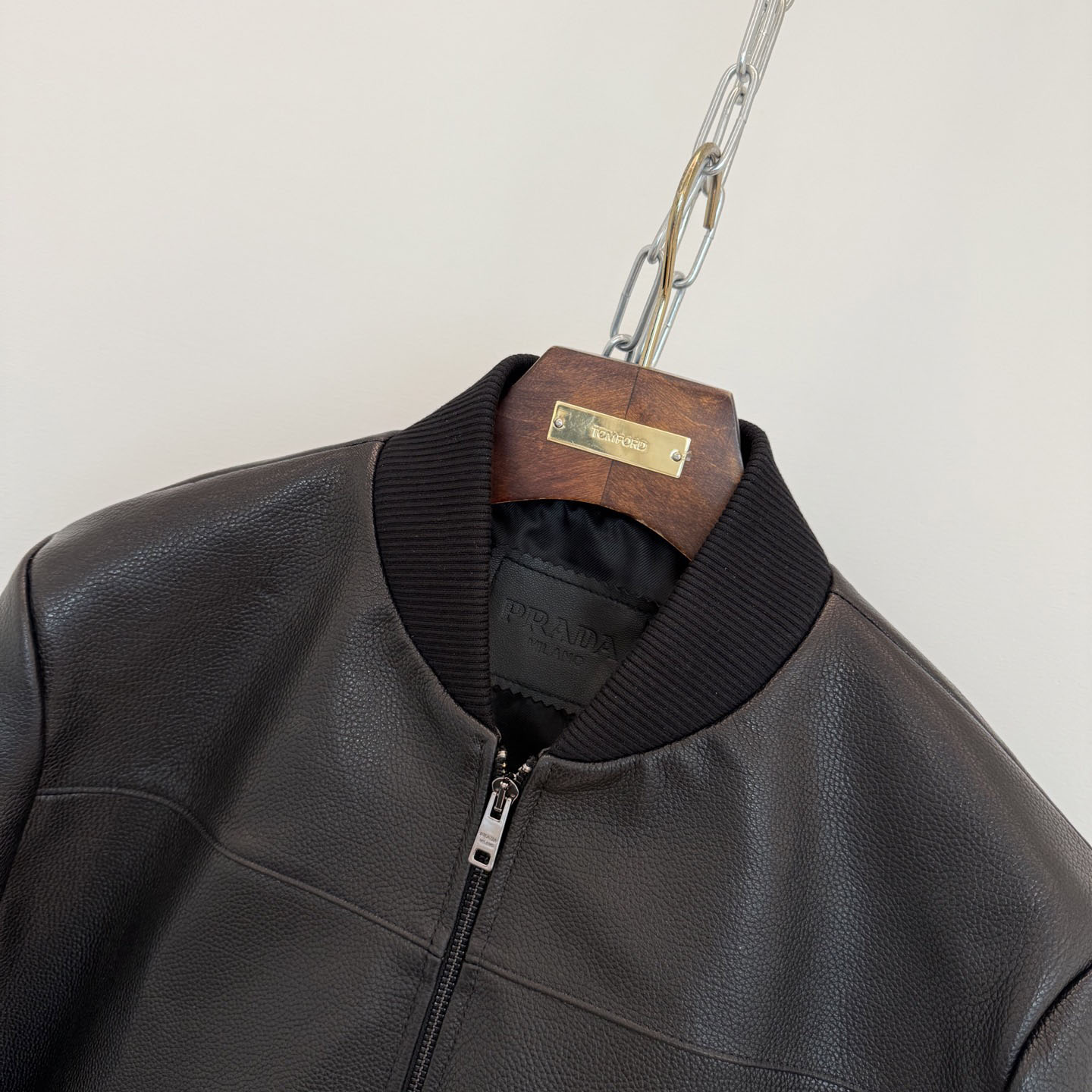 Prada Leather Bomber Jacket - FashionPlug