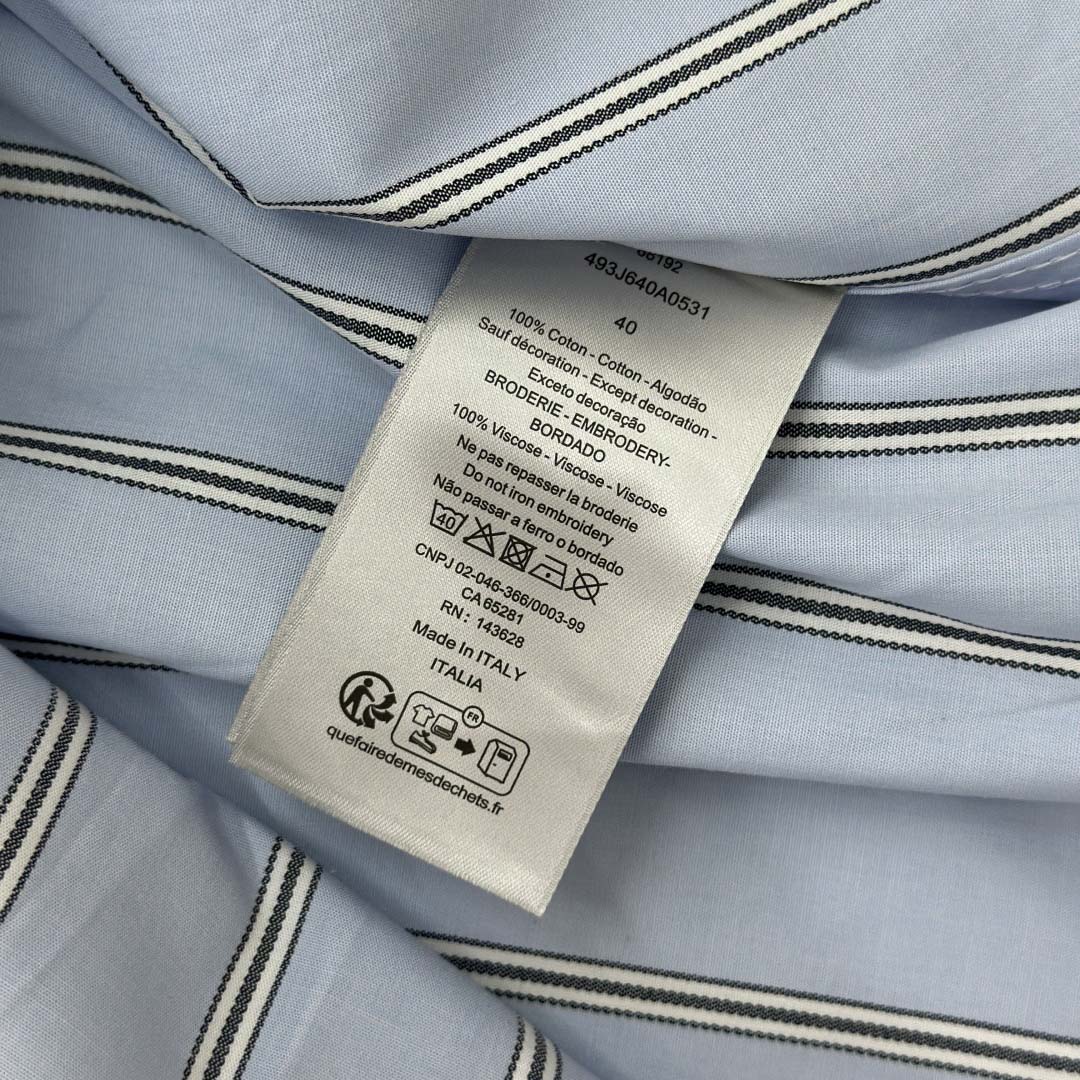 Dior Embroidery Shirt in Blue - FashionPlug