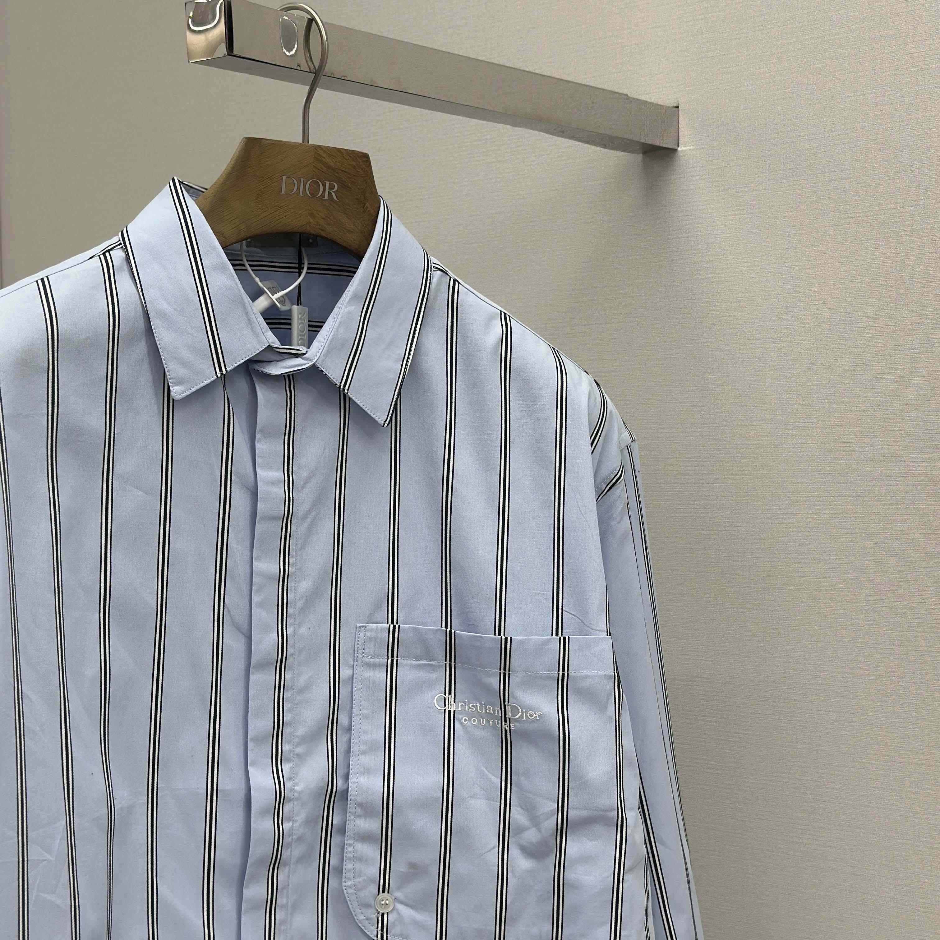 Dior Embroidery Shirt in Blue - FashionPlug