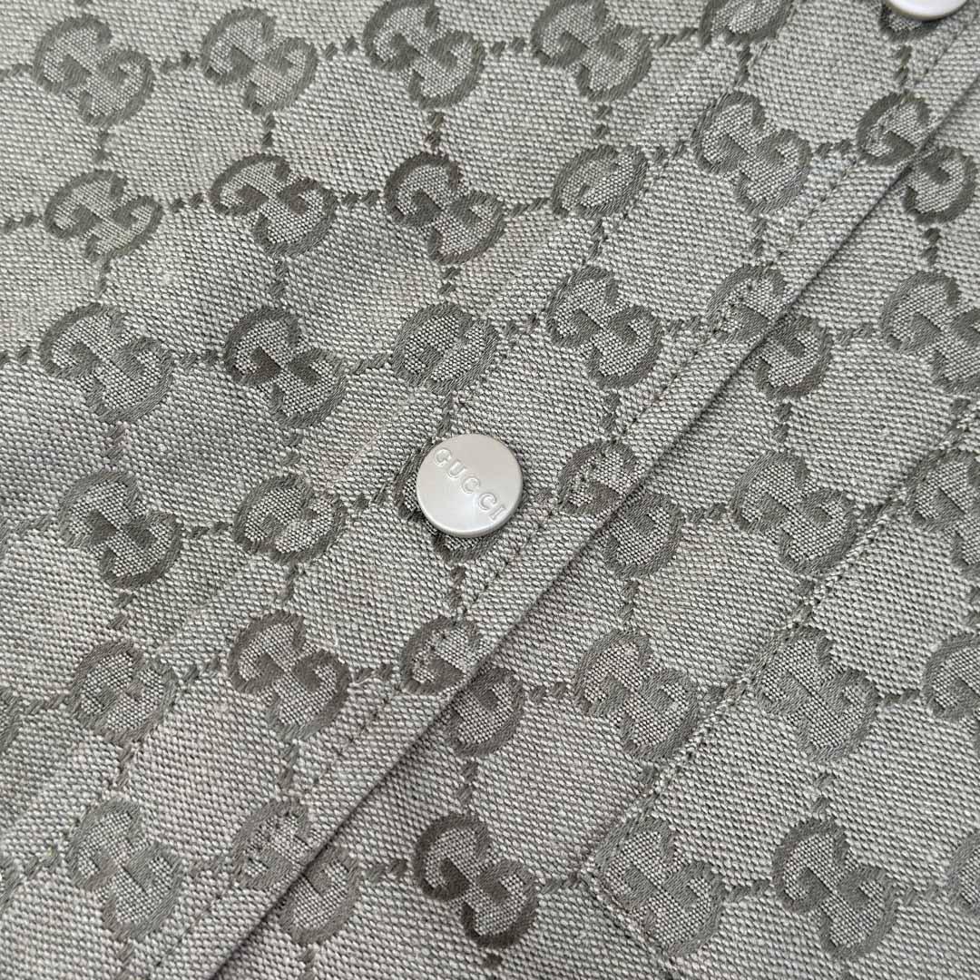Gucci  Monogrammed Cotton-Blend Jacquard Shirt - FashionPlug