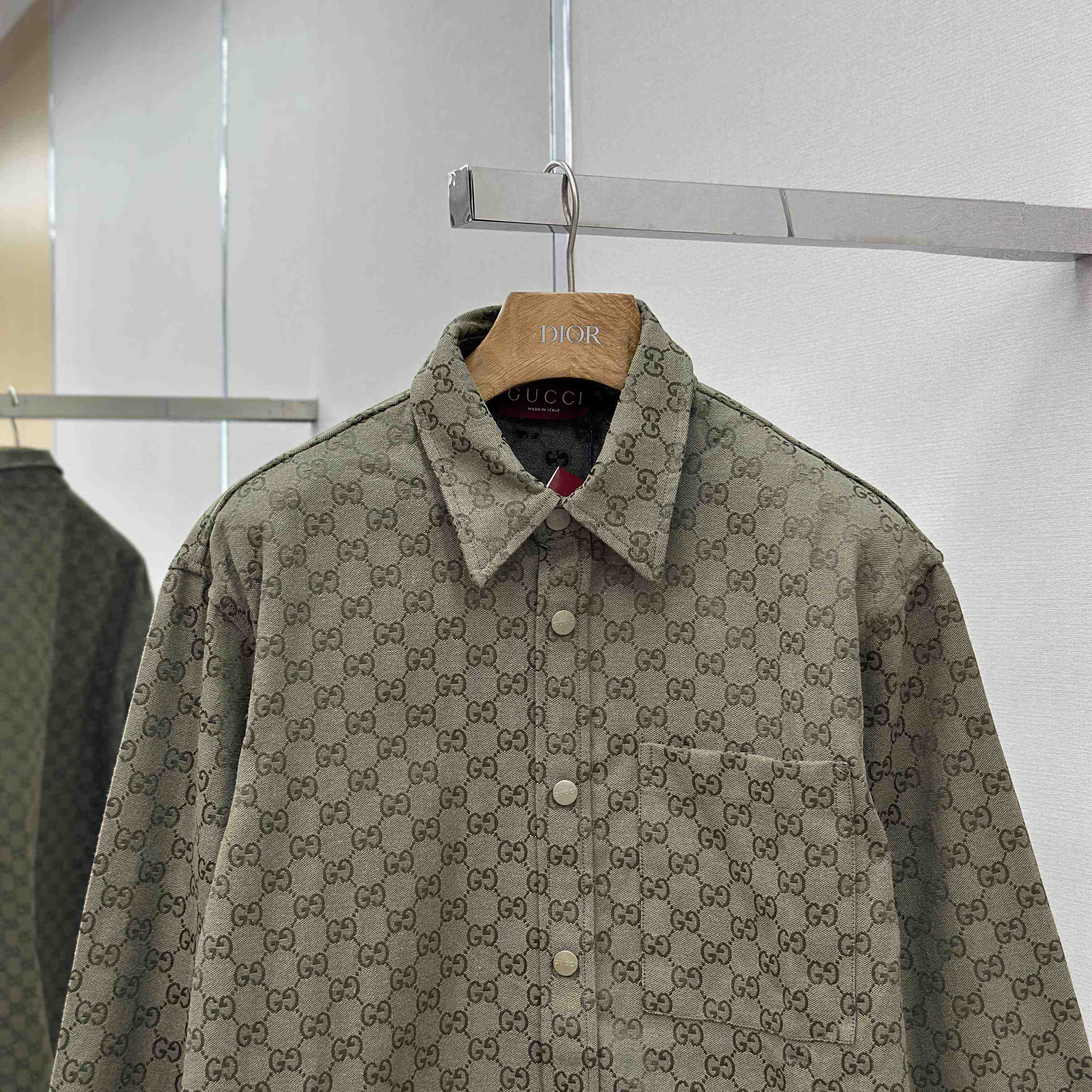 Gucci  Monogrammed Cotton-Blend Jacquard Shirt - FashionPlug