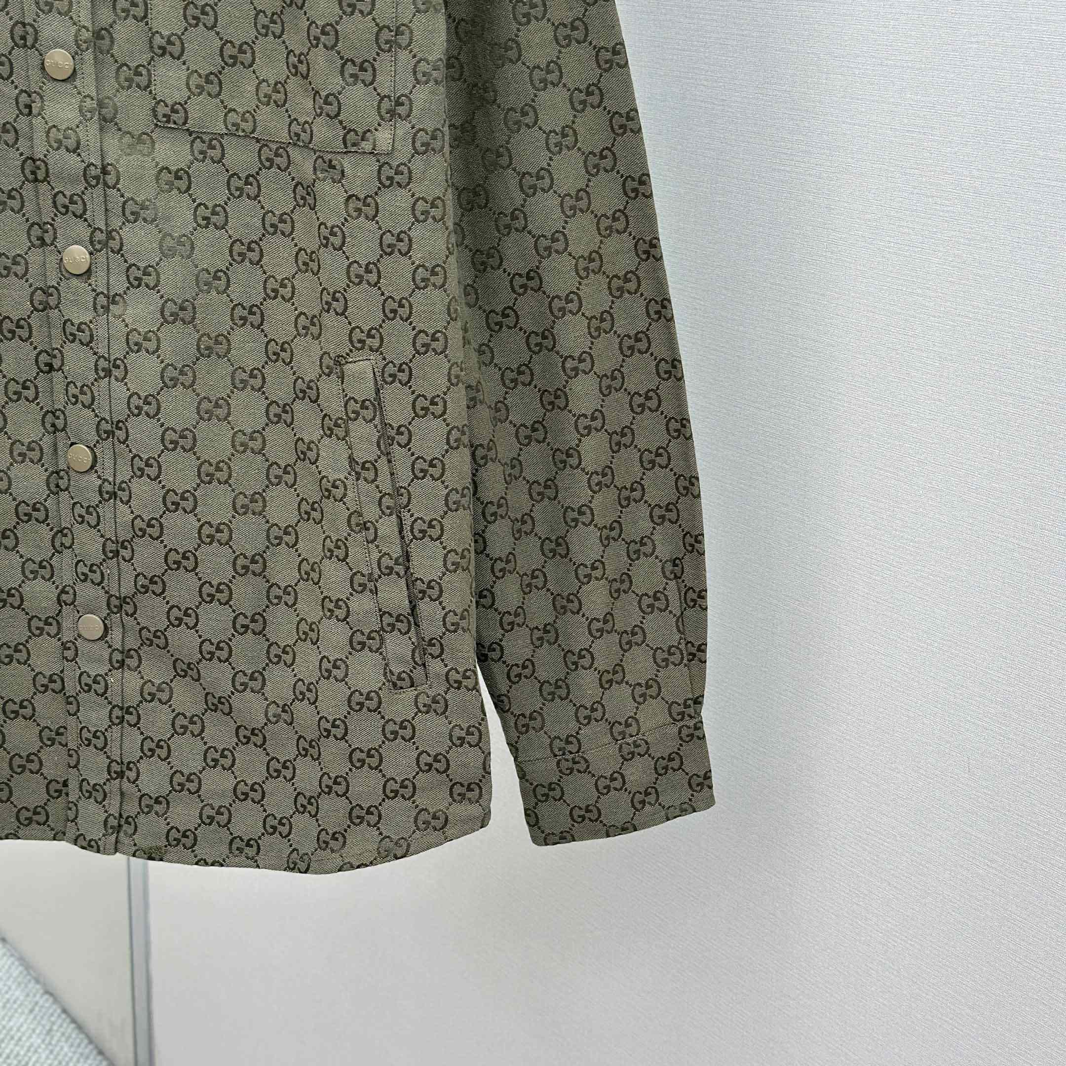 Gucci  Monogrammed Cotton-Blend Jacquard Shirt - FashionPlug