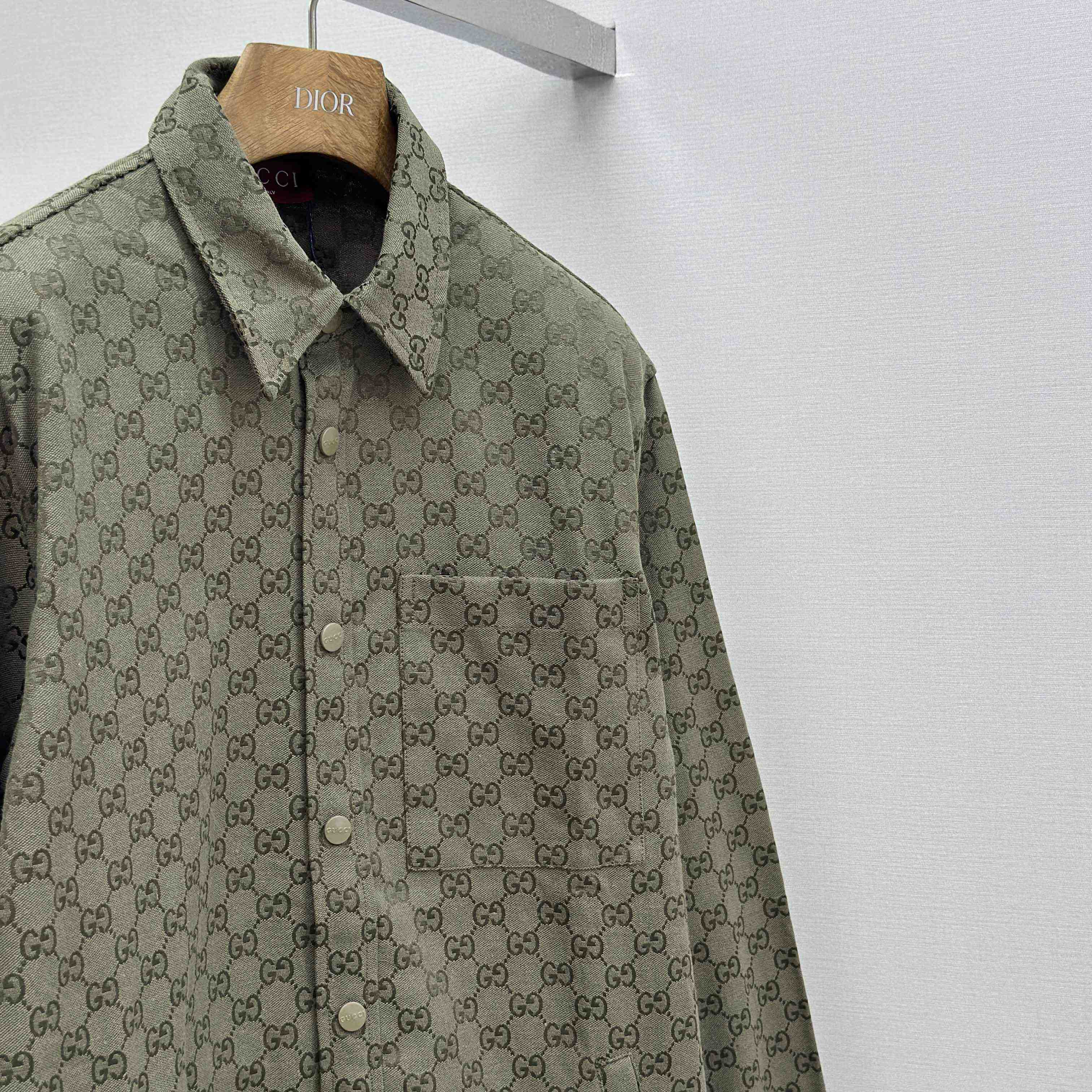 Gucci  Monogrammed Cotton-Blend Jacquard Shirt - FashionPlug