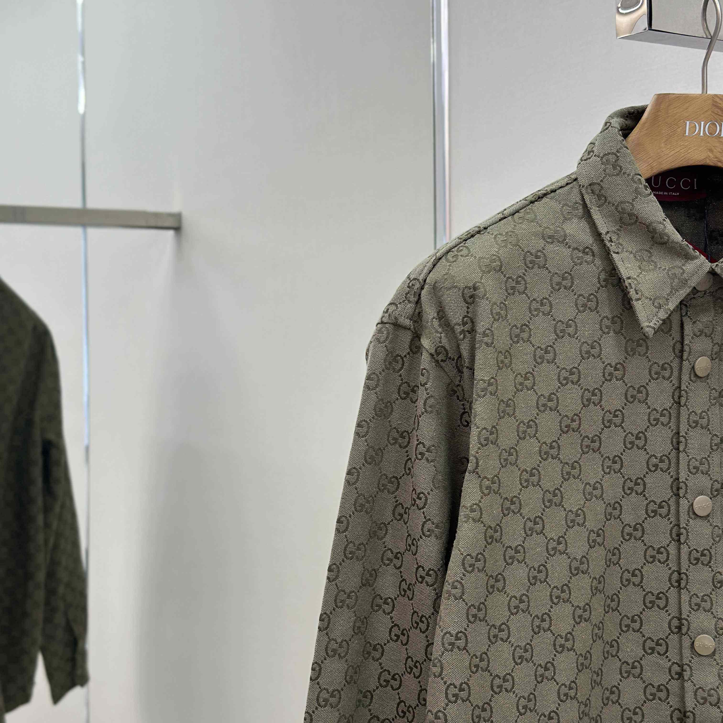Gucci  Monogrammed Cotton-Blend Jacquard Shirt - FashionPlug