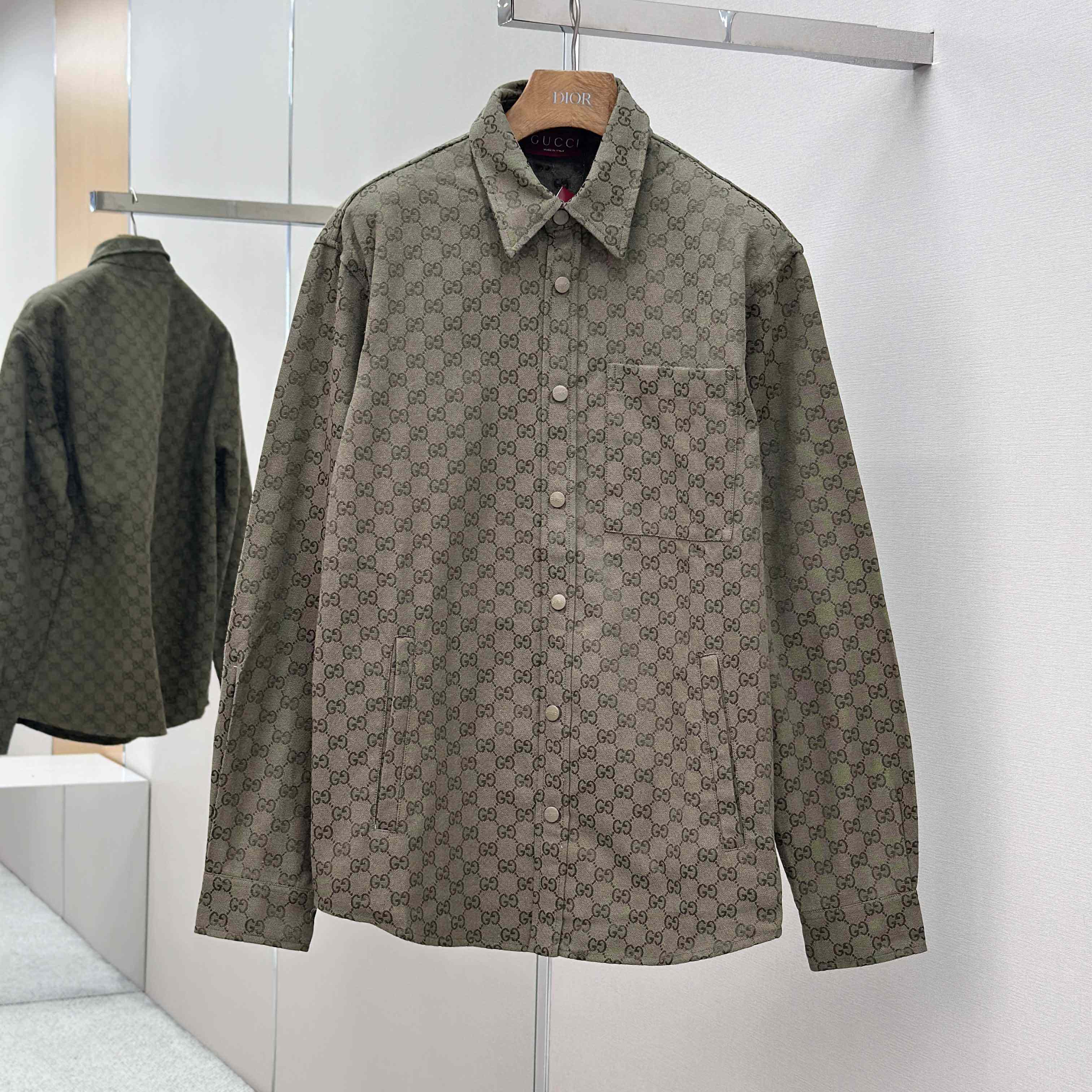 Gucci  Monogrammed Cotton-Blend Jacquard Shirt - FashionPlug
