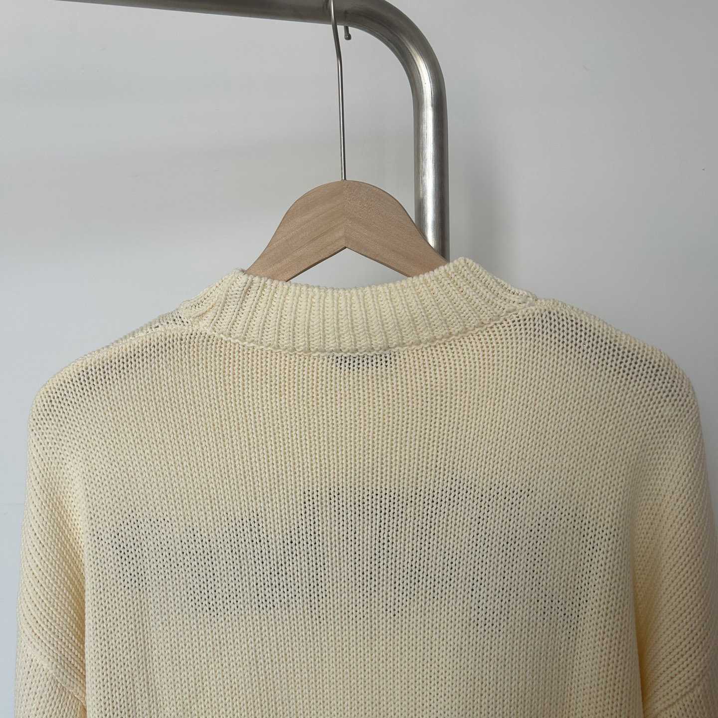 Off White Big Bookish Chunky Knit Crewn Creme Brul - FashionPlug