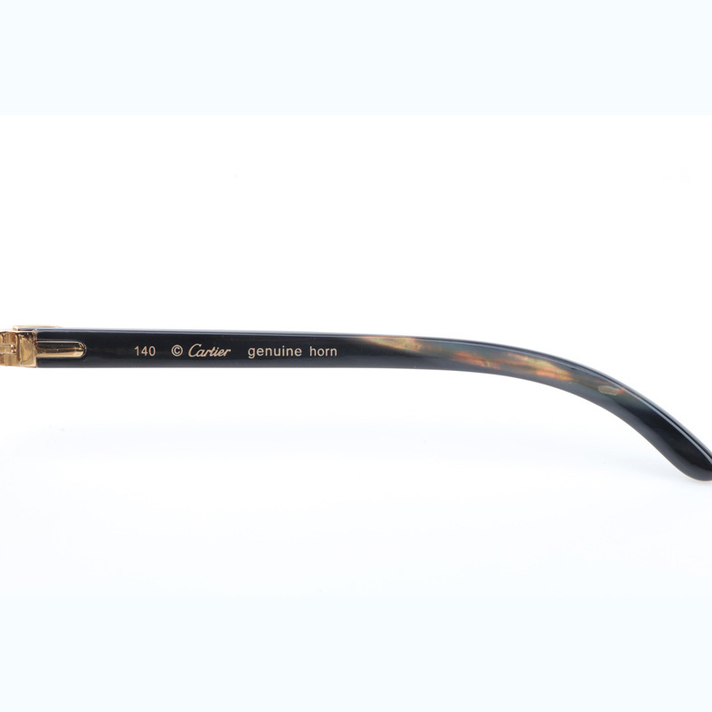 Cartier CT_3524012 Shell Mix Black Buffalo Sunglasses In Gold Brown - FashionPlug
