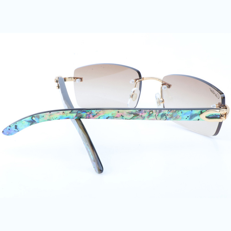 Cartier CT_3524012 Shell Mix Black Buffalo Sunglasses In Gold Brown - FashionPlug