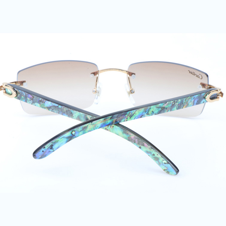 Cartier CT_3524012 Shell Mix Black Buffalo Sunglasses In Gold Brown - FashionPlug