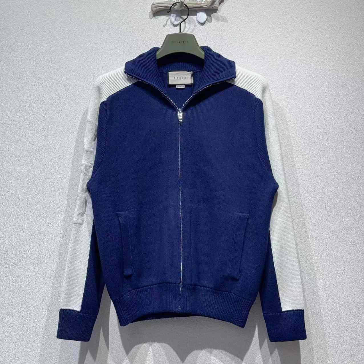 Gucci Cotton Knit Zip Bomber Jacket - FashionPlug