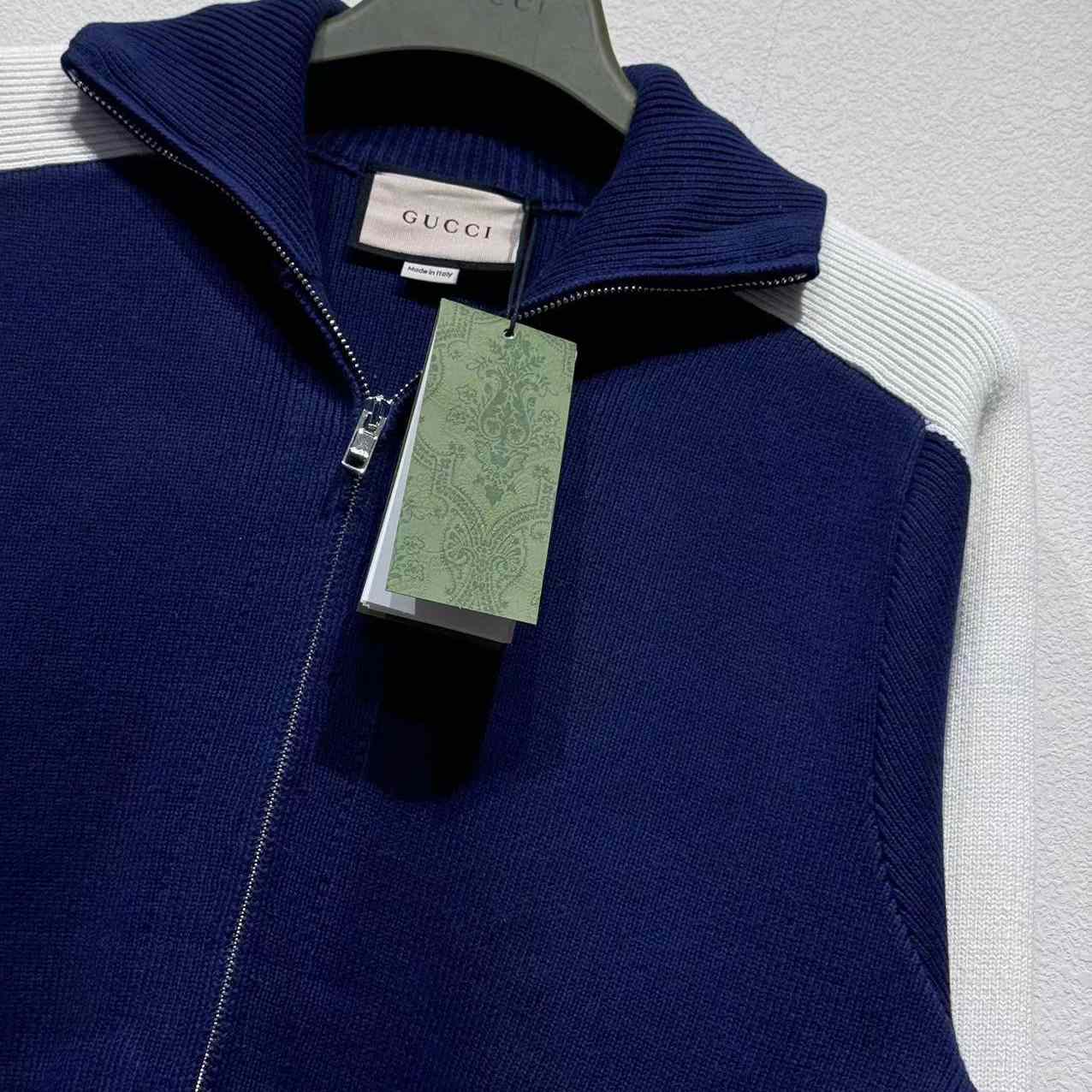 Gucci Cotton Knit Zip Bomber Jacket - FashionPlug