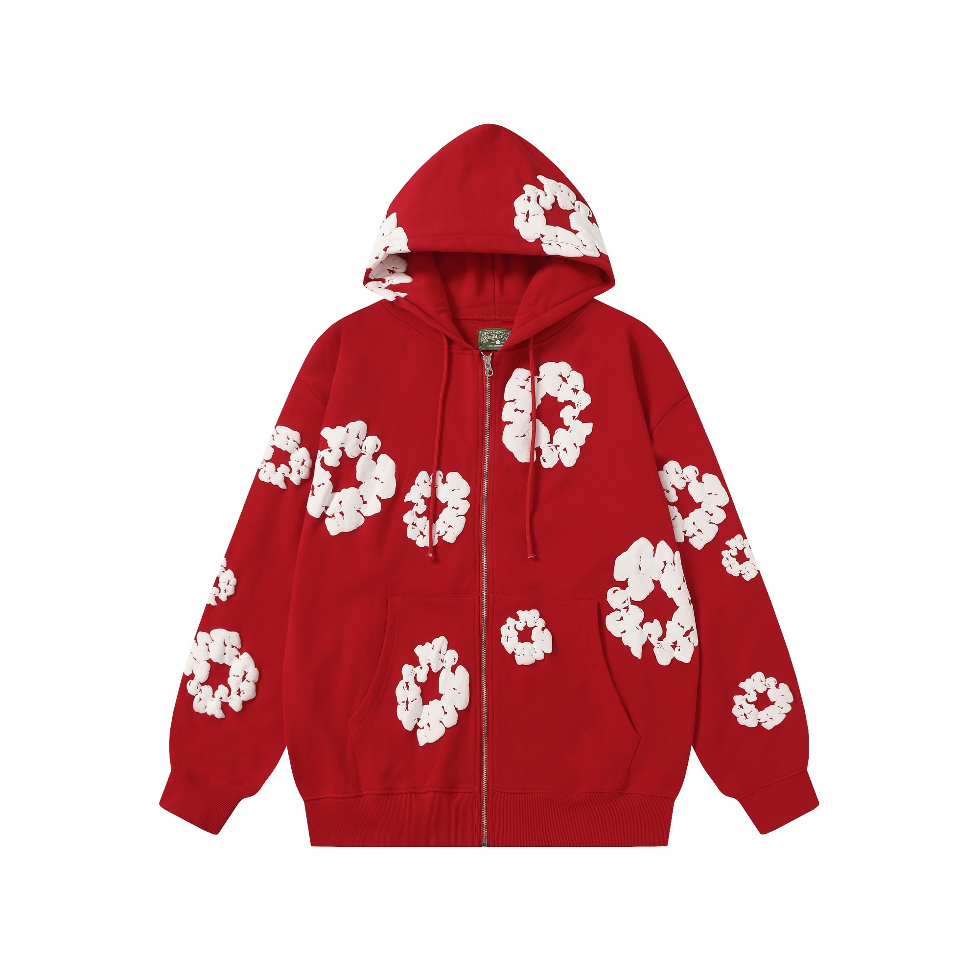Denim Tears Cotton Wreath Zip Hoodie Red - FashionPlug